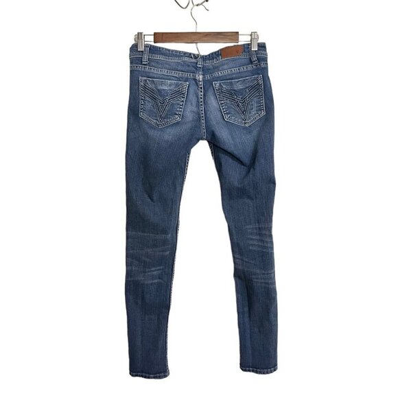 Vigoss Womens Low Rise Medium Wash Embroidered Pocket Skinny Jeans Size 27 - Picture 9 of 9